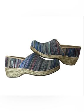 DANSKO JUTE PRO WEAVE ARTISAN Womens EU37 US 6.5/7 Pastel MULTI Striped Clogs